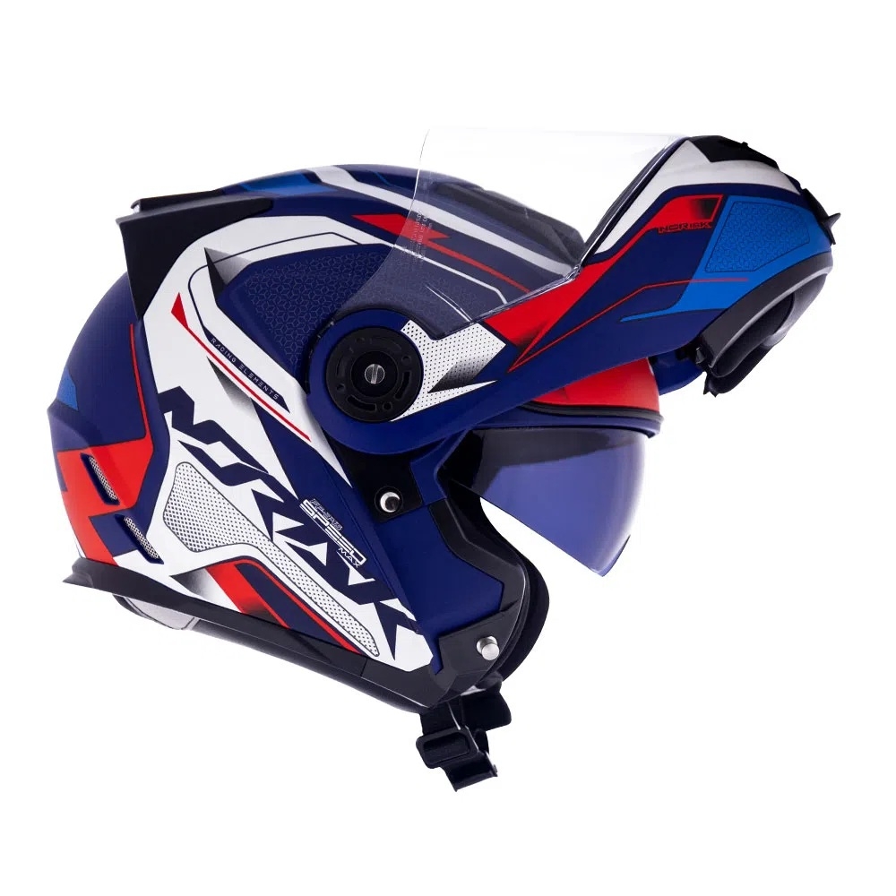 Capacete Moto Robocop Escamoteável Norisk Route FF345 Speedmax Articulado C/ Óculos E Selo Inmetro - Azul Branco Fosco