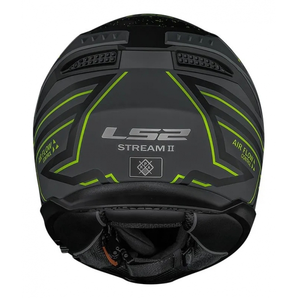 Capacete Moto Fechado Ls2 Ff808 Stream 2 Maze Esportivo C/ Óculos Interno Lançamento C/ Selo Inmetro - Cinza Fosco Verde