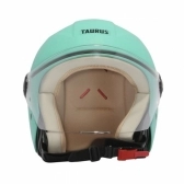 Capacete Moto Aberto Joy 23 San Marino By Taurus Custom Vintage Verde Jade C/ Acabamento Couro