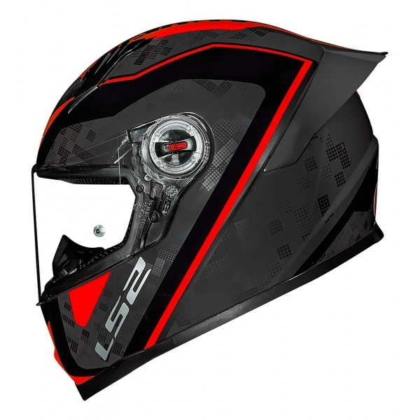 Capacete Moto LS2 FF358 Classsic S Striker Titanium Vermelho C/ Spoiler Masculino Feminino Lançamento