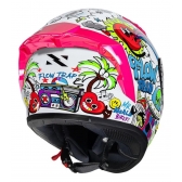 Capacete Moto Norisk Flow Trap Desenho Branco Rosa Feminino Masculino C/ Spoiler + Viseira Extra