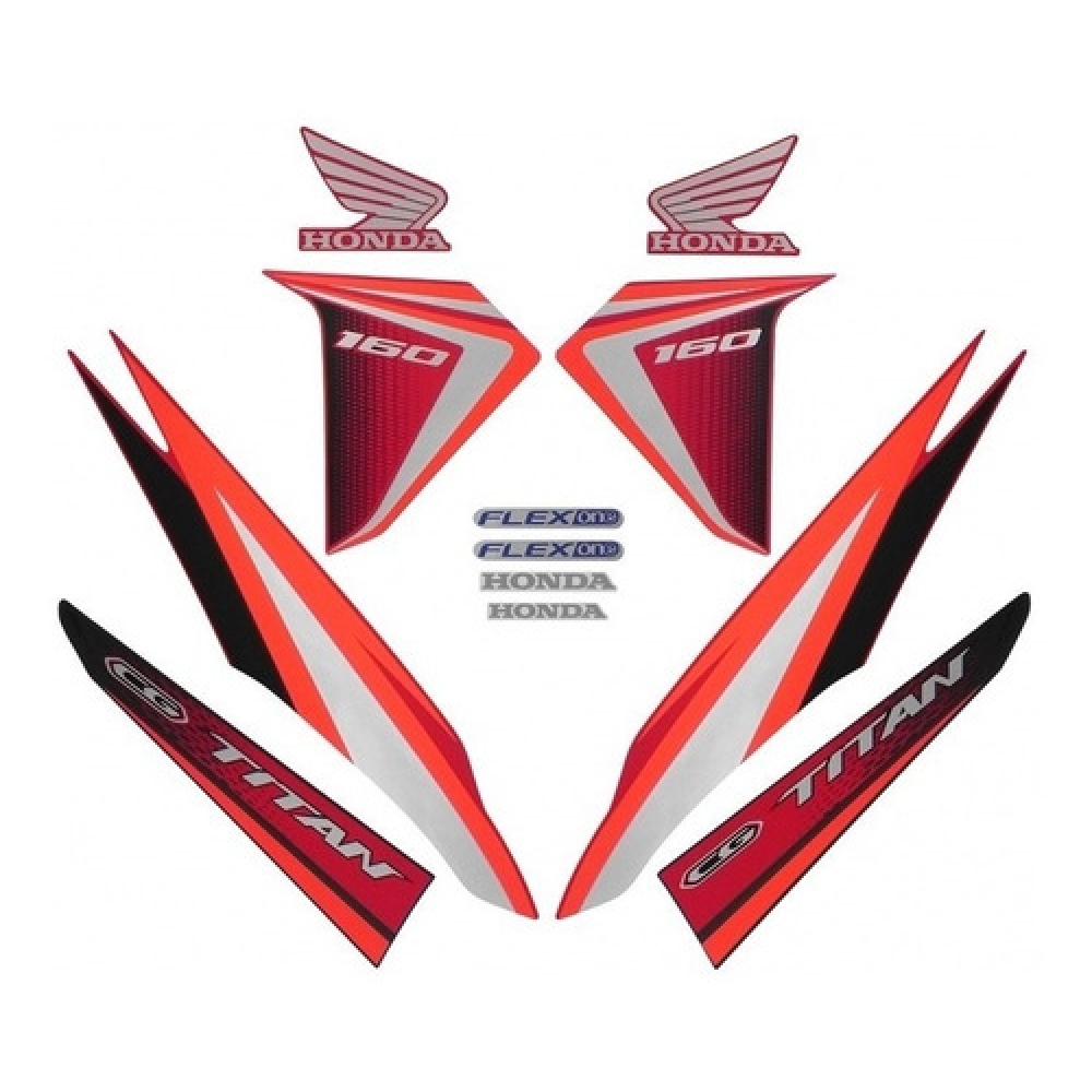Kit Adesivos Faixa Titan 160 Ex Vermelha 2017 Jogo Adesivo