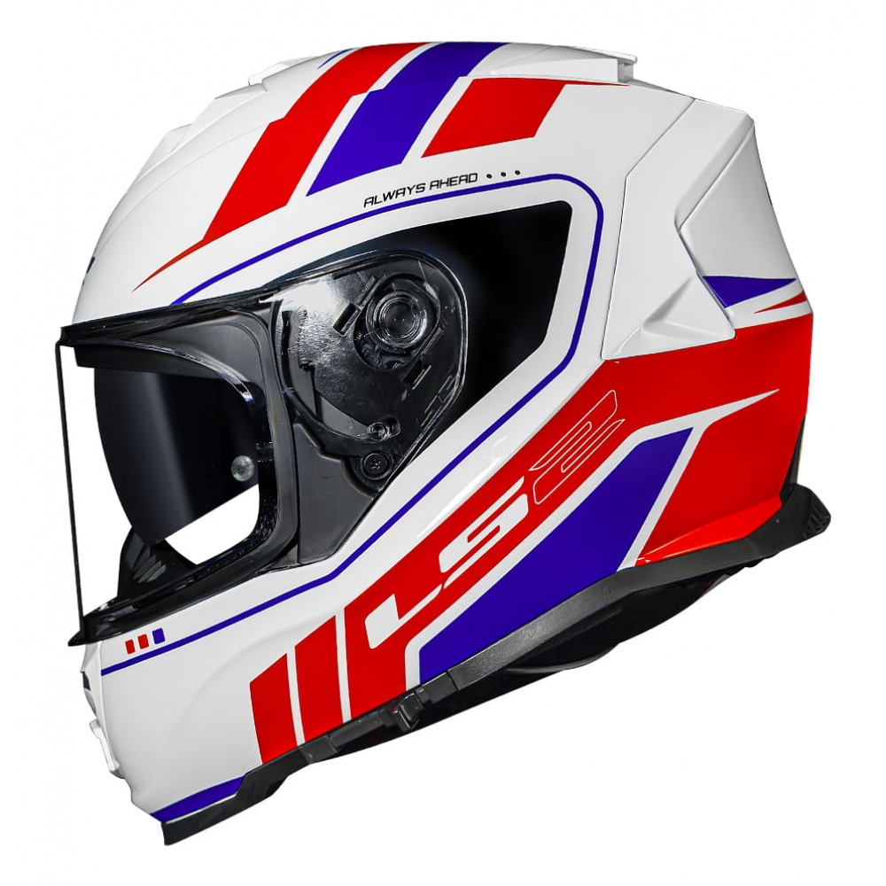 Capacete Moto Fechado Ls2 Ff800 Storm Fist Branco Vermelho C/ Óculos Interno C/ Selo Inmetro