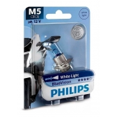 Lâmpada Farol Super Branca M5 35w Moto Biz 100 Biz 125 Até 2017 Pop 100 Bros 150 2009 2010 2011 Efeito Xenon Philips