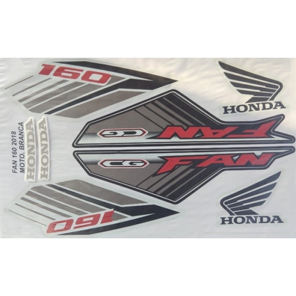 Kit Adesivos Faixa Honda Cg Fan 160 Branca 2018 Jogo Adesivo