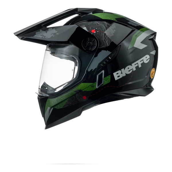 Capacete Moto Bieffe B-Trail Big Trail Frontier Estrada Verde Militar Preto C/ Óculos Sol Lançamento