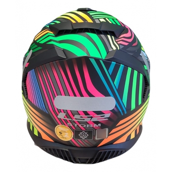 Capacete Moto Fechado Ls2 Ff800 Storm Power Arco Iris Preto Rainbow C/ Óculos Interno C/ Selo Inmetro