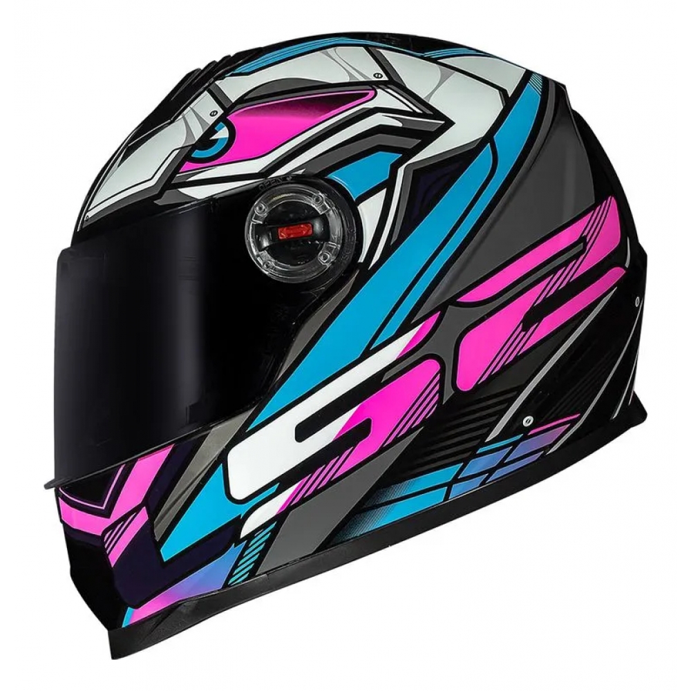 Capacete Moto Feminino Fechado Ls2 Ff358 Classic Xdron Cyan Rosa Esportivo C/ Selo Inmetro