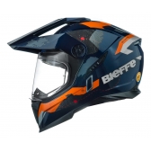 Capacete Moto Bieffe B-Trail Big Trail Xre Frontier Azul Laranja C/ Óculos Sol Lançamento