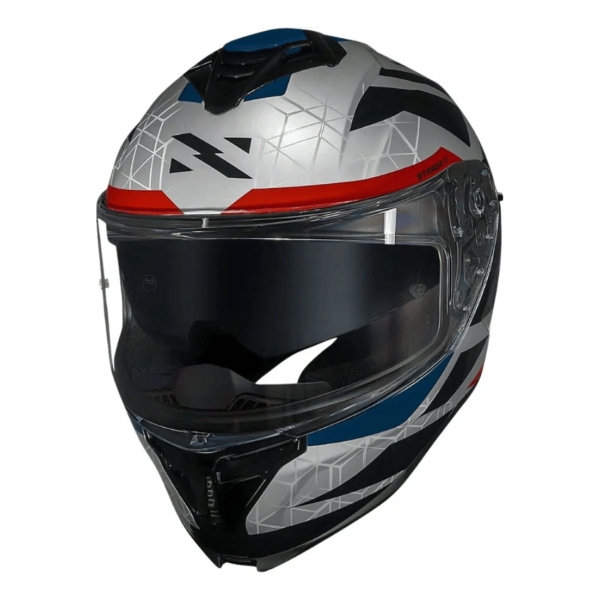 Capacete Moto Fechado Norisk Strada 2 Evoque Cinza Azul Vermelho C/ Óculos Interno Lançamento