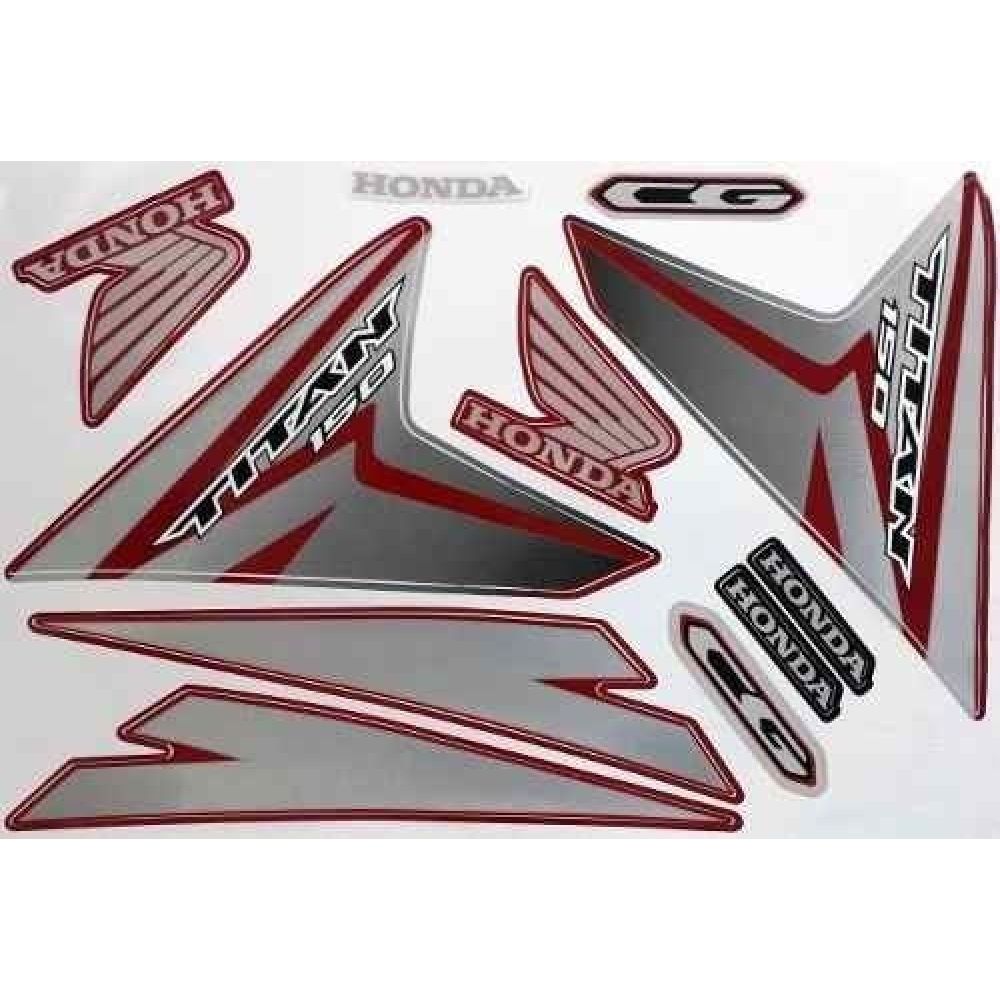 Kit Adesivos Faixa Titan 150 Esd Ex Vermelha 14 Jogo Adesivo