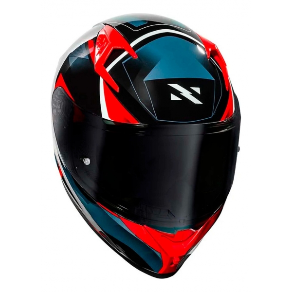 Capacete Moto Norisk Flow Razor Pulse Azul Preto Vermelho C/ Spoiler + Viseira Fumê Extra Lançamento - Preto Vermelho