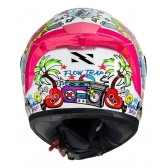 Capacete Moto Norisk Flow Trap Desenho Branco Rosa Feminino Masculino C/ Spoiler + Viseira Extra