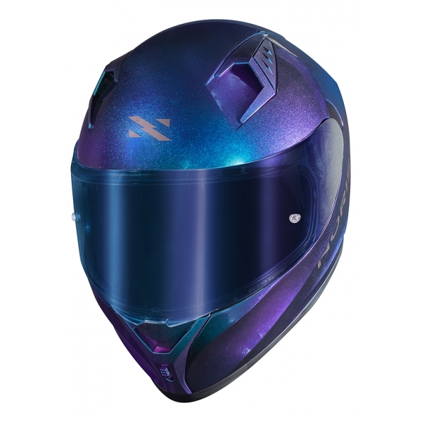 Capacete Moto Norisk Flow Monocolor Azul Camaleão C/ Aerofolio + Viseira Extra Feminino Masculino