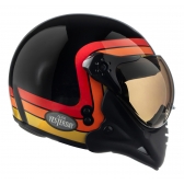Capacete Moto Aberto Peels F-21 F21 Click Yesterday Vintage Retro C/ 2 Viseiras Queixeira Removível - Vermelho Brilho