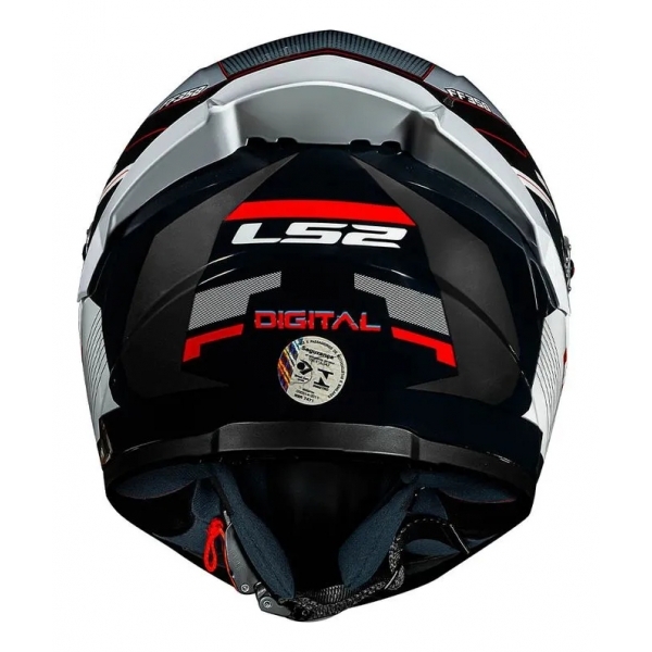 Capacete Moto Fechado LS2 FF358 Classsic S Digital Striker C/ Spoiler Masculino Feminino Lançamento - Branco Preto