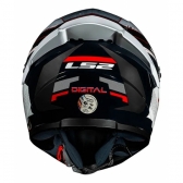 Capacete Moto Fechado LS2 FF358 Classsic S Digital Striker C/ Spoiler Masculino Feminino Lançamento - Branco Preto