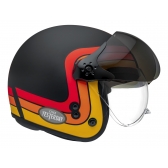 Capacete Moto Aberto Peels F-21 F21 Click Yesterday Vintage Retro C/ 2 Viseiras Queixeira Removível - Vermelho Fosco