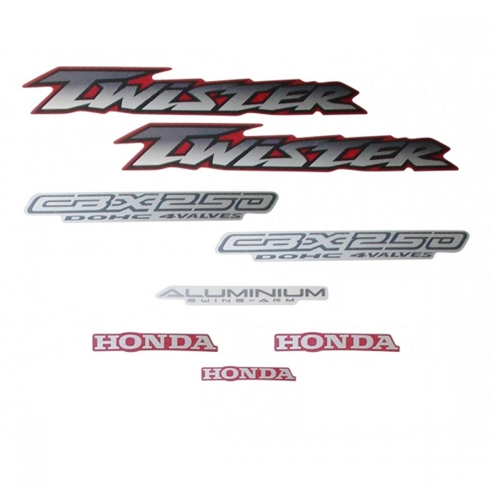 Kit Adesivos Faixas Moto Cbx 250 Twister 2001 2002 Vermelha Jogo Adesivo