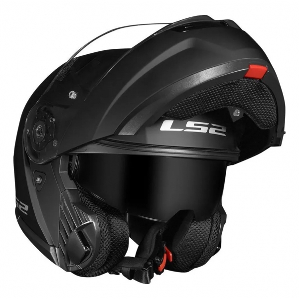 Capacete Moto Robocop Articulado LS2 FF908 Strobe 2 Monocolor Escamoteável C/ Óculos - Preto Fosco