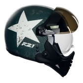 Capacete Moto Custom Peels F21 Us Army Tank Aviador C/ 2 Viseiras Queixeira Removível - Verde Militar