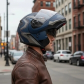 Capacete Moto Robocop Peels Urban U-Rb2 Skyline Azul Escamoteável C/ Oculos Selo Inmetro Lançamento - Azul Grafite Fosco