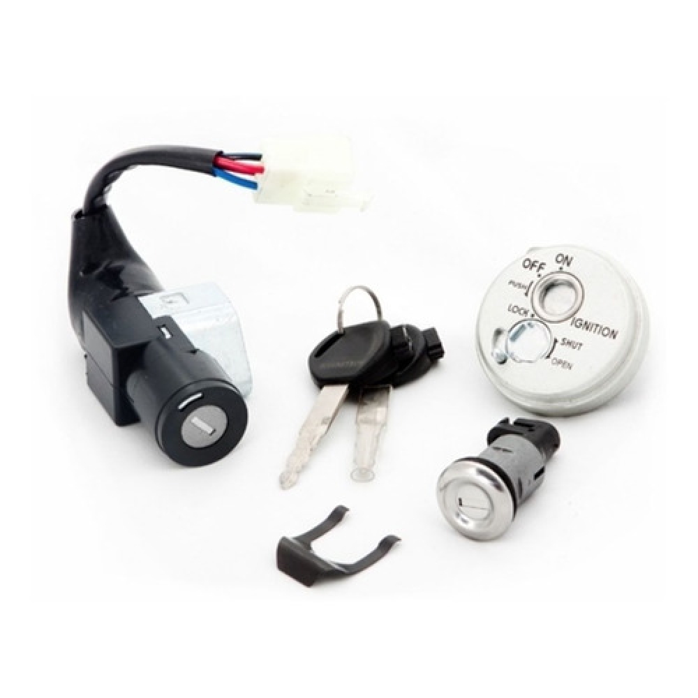 Kit Chave Contato Miolo Ignição Moto Biz 125 2009 2010 Jogo Completo C/ Bloqueador e Trava Banco