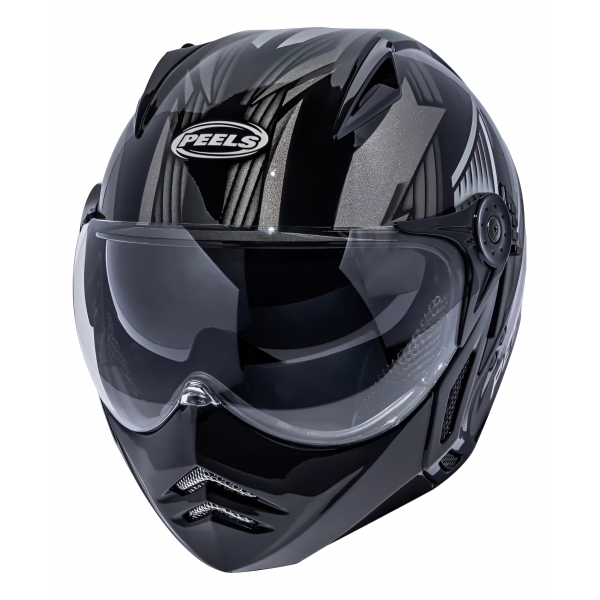 Capacete Moto Peels F21 Aviador Mirage Living Preto C/ Óculos Queixeira Removível Masculino Feminino