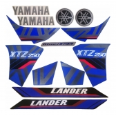 Kit Adesivos Faixas Moto XTZ 250 Lander 2020 Azul Blue Jogo Adesivo Mod Original Jotaesse