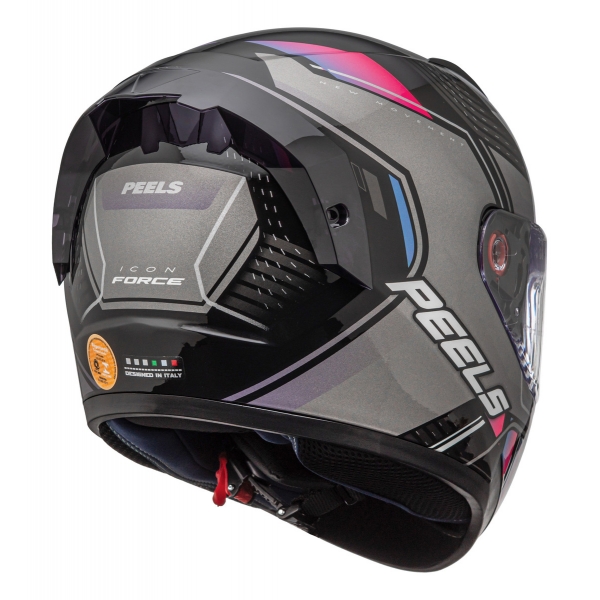 Capacete Moto Feminino Peels Icon Force Esportivo C/ Óculos Sol Interno C/ Selo Inmetro LANÇAMENTO - Preto Cinza Roxo