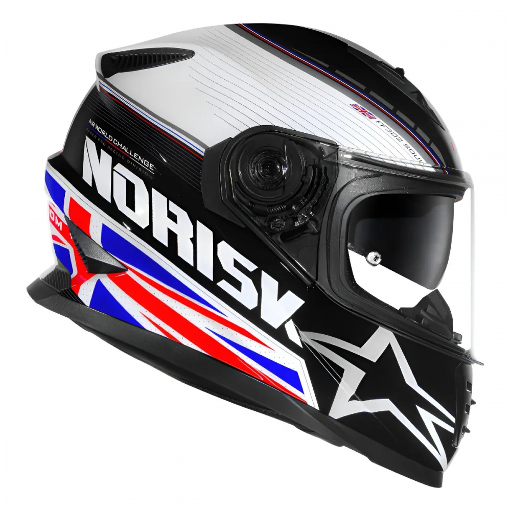 Capacete Moto Norisk Ff302 Soul Grand Prix Bandeira Inglaterra Reino Unido C/ Óculos C/ Selo Inmetro