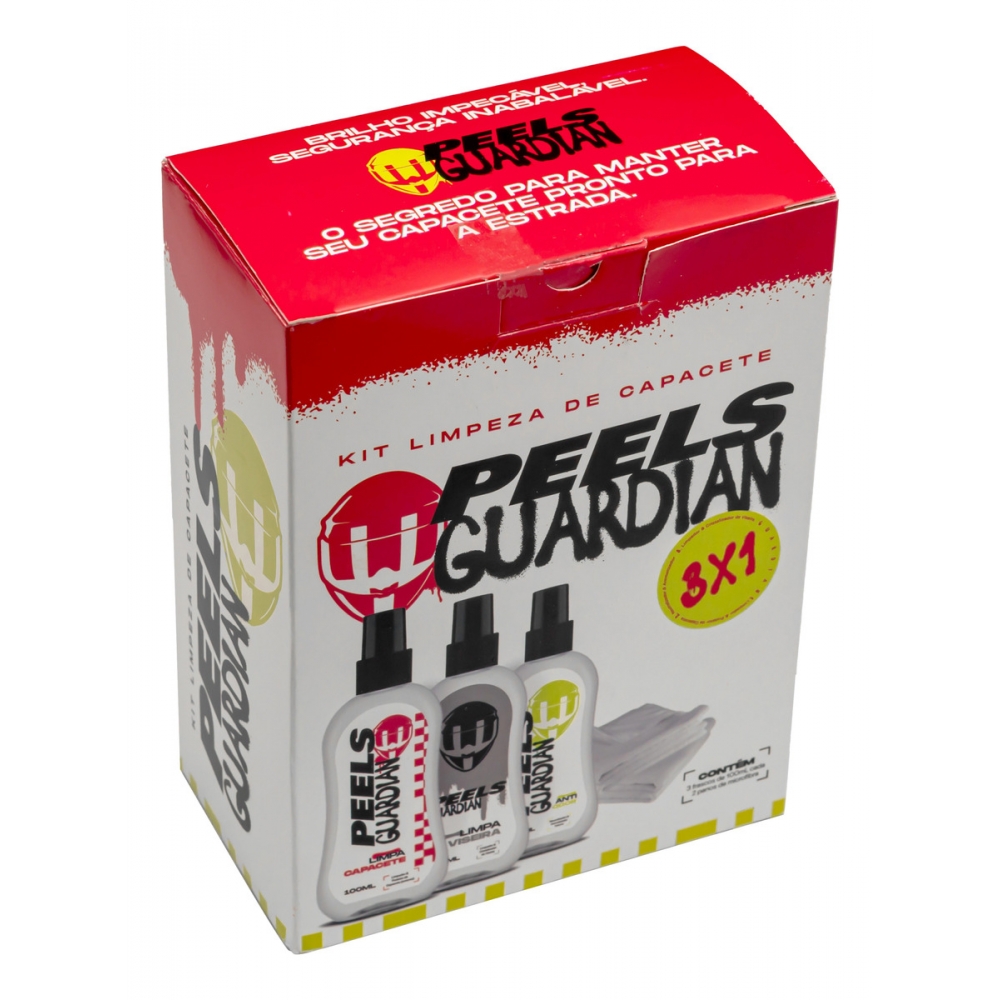 Kit Para Manutenção Limpeza Viseira Capacete E Anti Odor Peels Guardian 3x1
