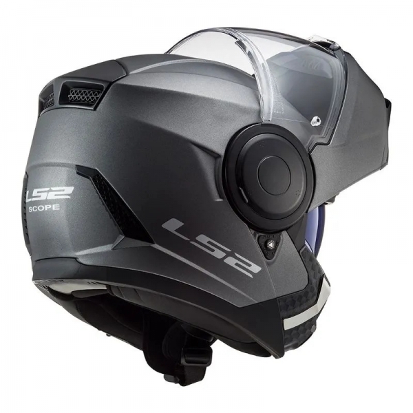 Capacete Moto Articulado Robocop LS2 FF902 Scope Monocolor Titanium Fosco Escamoteável C/ Óculos - Preto Fosco