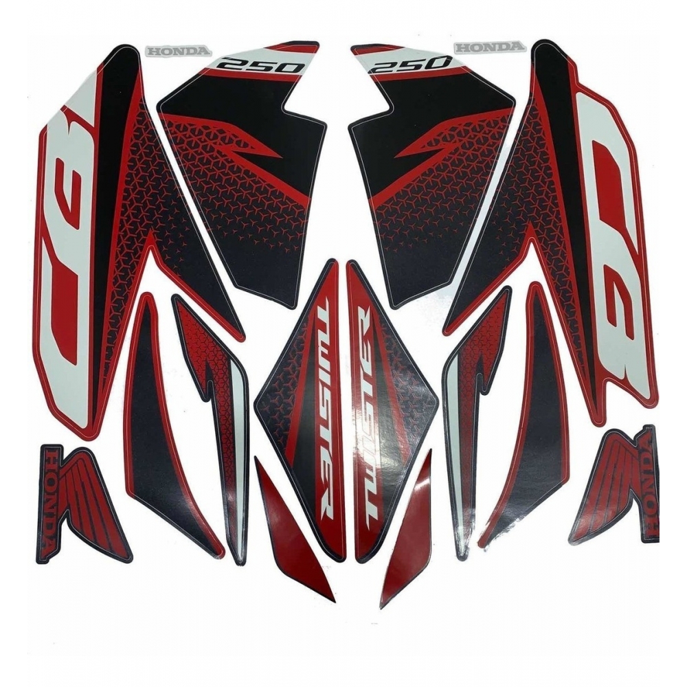 Kit Adesivos Faixa Cb 250 Twister 2020 Vermelha Jogo Adesivo - Moto Vermelha 2020