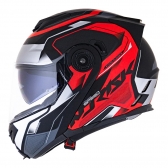 Capacete Moto Robocop Escamoteável Norisk Route FF345 Speedmax Articulado C/ Óculos E Selo Inmetro - Preto Vermelho Fosco