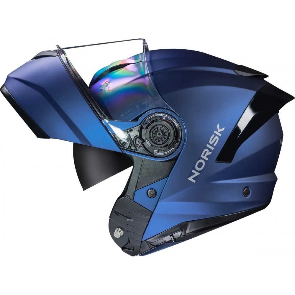 Capacete Moto Robocop Escamoteável Norisk Force 2 Blue Azul Fosco Articulado C/ Óculos E Selo Inmetro