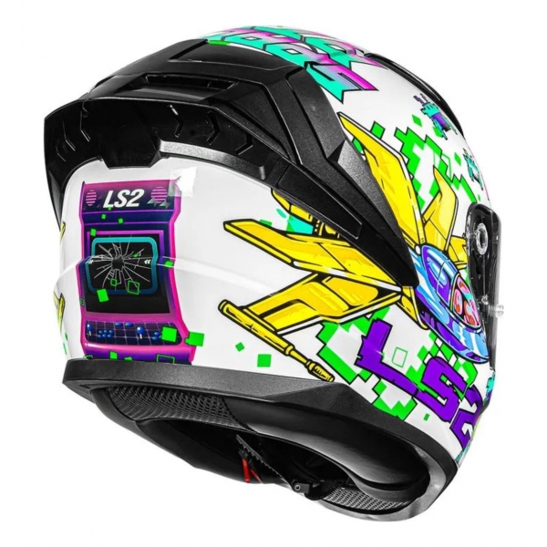 Capacete Moto LS2 FF810 Vigo Space Attack  Branco C/ Spoiler Masculino Feminino Lançamento