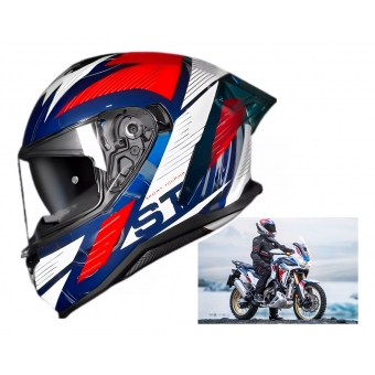Capacete Moto Esportivo Fechado Norisk Strada 2 St Branco Azul Vermelho C/ Óculos Interno Lançamento