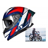 Capacete Moto Esportivo Fechado Norisk Strada 2 St Branco Azul Vermelho C/ Óculos Interno Lançamento