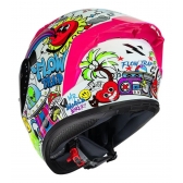 Capacete Moto Norisk Flow Trap Desenho Branco Rosa Feminino Masculino C/ Spoiler + Viseira Extra