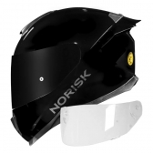 Capacete Moto Fechado Norisk Razor Monocolor Black Edition Preto C/ Spoiler + Viseira Fumê Extra - Brilho
