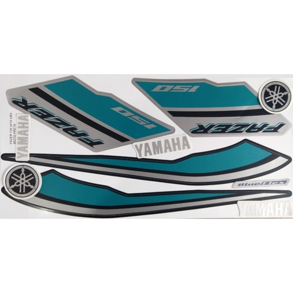 Kit Adesivos Faixas Yamaha Fazer 150 Preta 2019 Jogo Adesivo