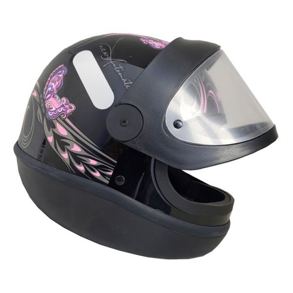 Capacete Moto Feminino Automático Ebf Borboleta C/ Selo Inmetro - Preto / Rosa
