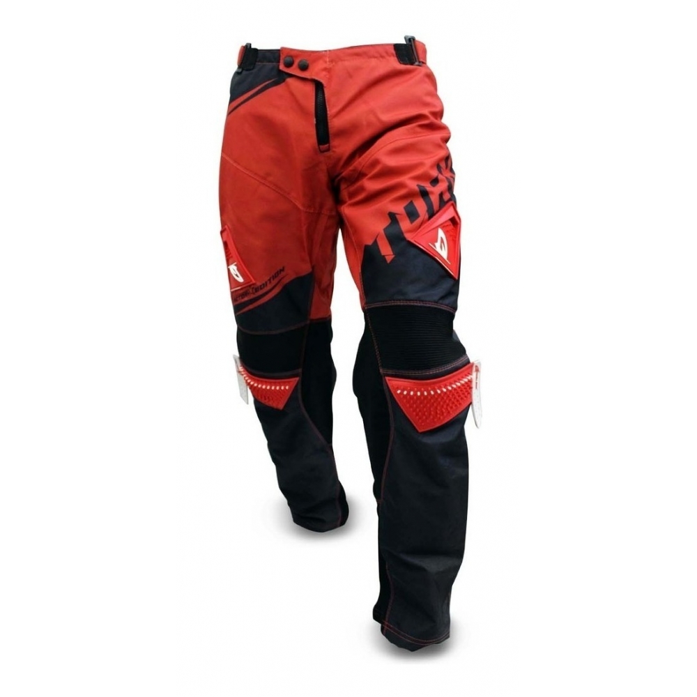 Calça Moto Cross Trilha Bike Downhill Factory Preto Vermelha