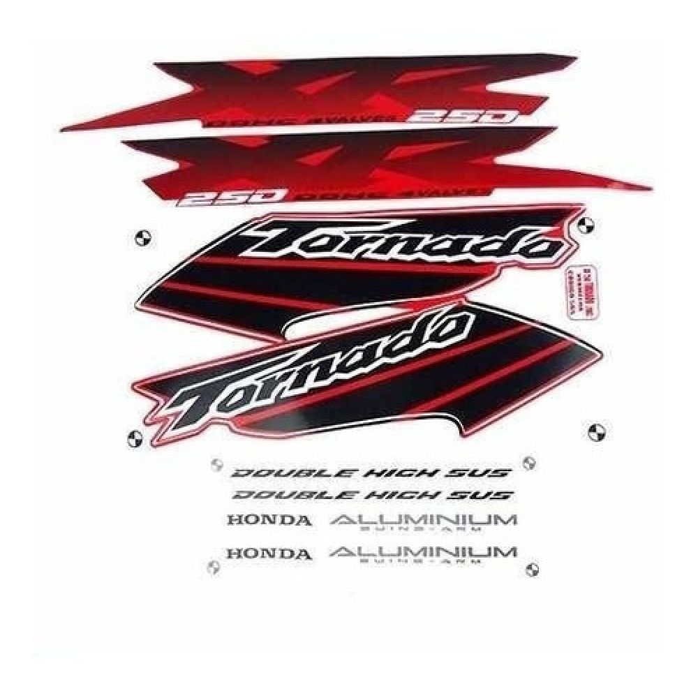 Kit Adesivos Faixa Xr 250 Tornado 2003 Vermelha Jogo Adesivo