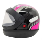 Capacete Moto Feminino Automático Ebf Bolt Preto Rosa C/ Viseira Automática C/ Selo Inmetro