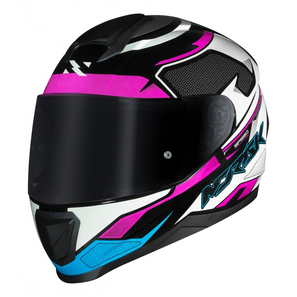 Capacete Esportivo Moto Norisk Razor Speedmax Branco Rosa Fechado Masculino Feminino