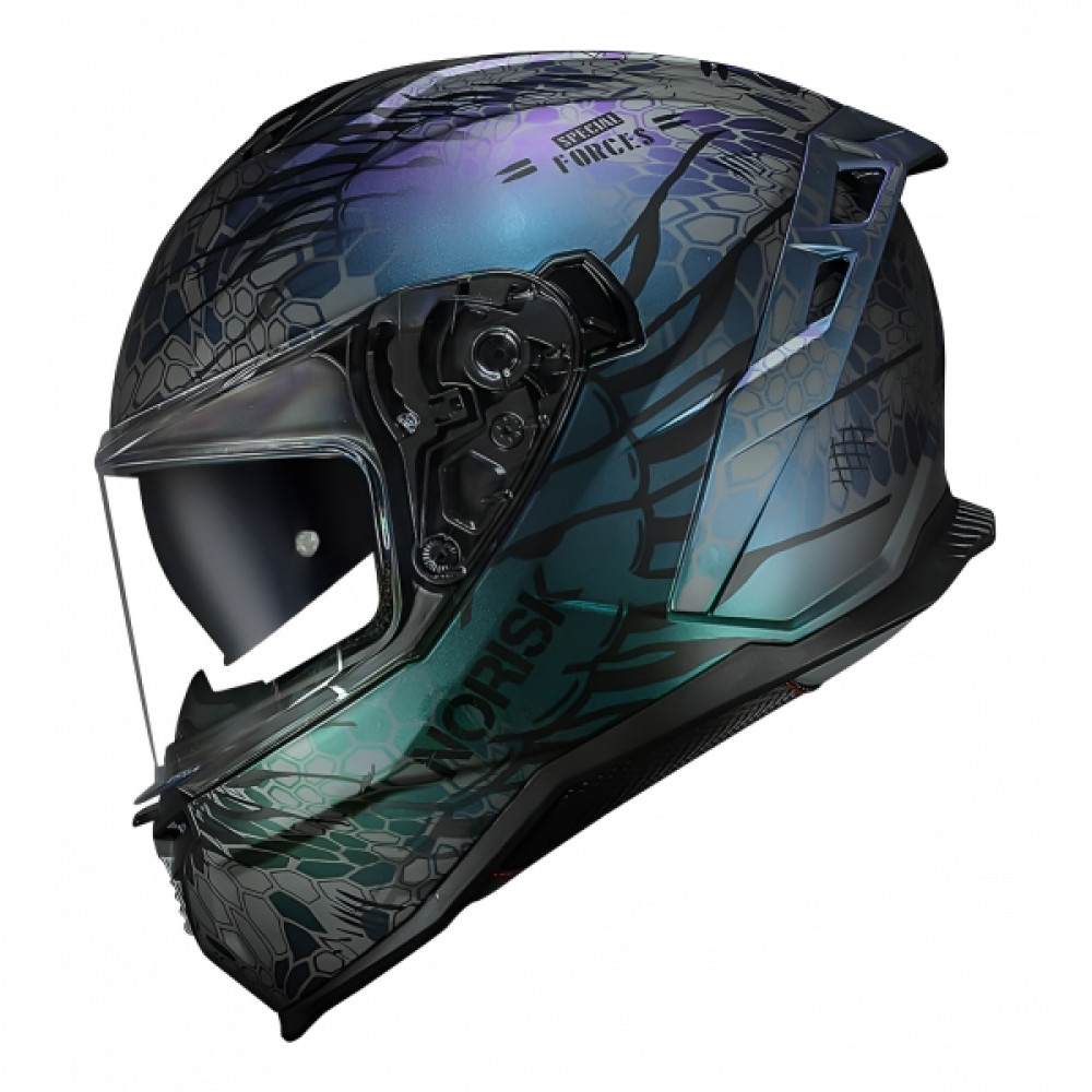 Capacete Moto Masculino Feminino Norisk Strada 2 Militar Força Especial Cobra Fechado C/ Óculos