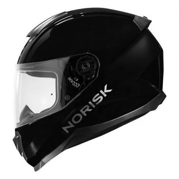 Capacete Moto Esportivo Fechado Norisk Razor Monocolor Solid Preto C/ Selo Inmetro - Brilho