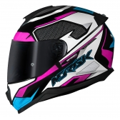 Capacete Esportivo Moto Norisk Razor Speedmax Branco Rosa Fechado Masculino Feminino